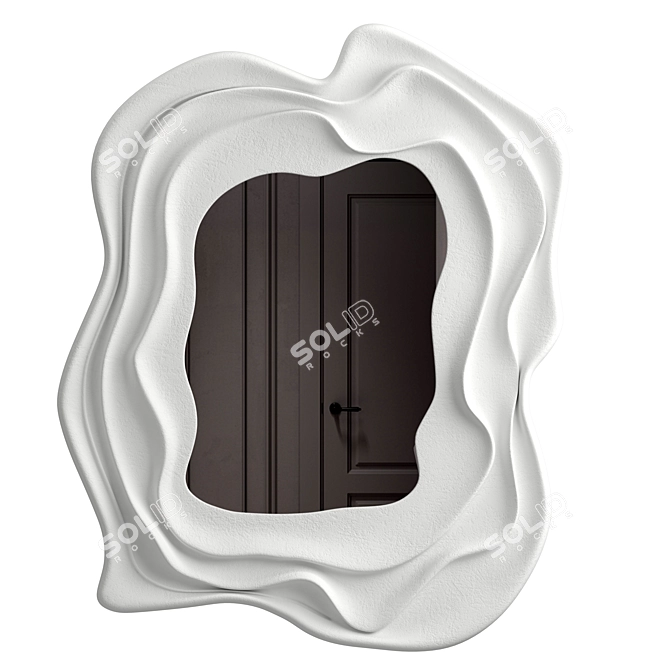 Elegant Plaster and Metal Mirror 3D model image 3