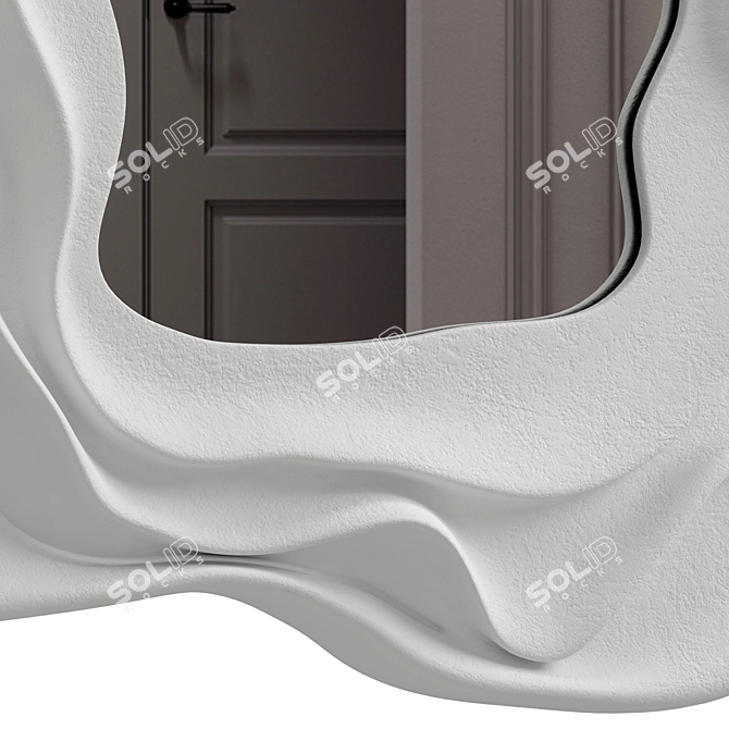 Elegant Plaster and Metal Mirror 3D model image 6