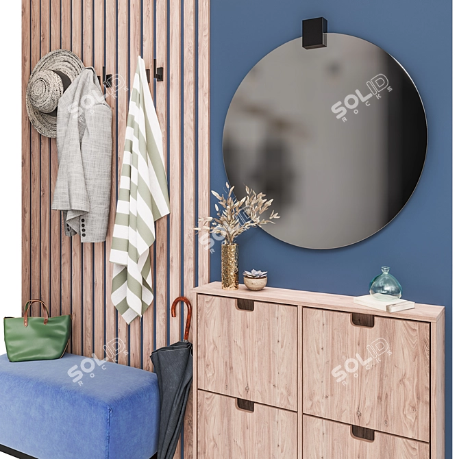 Modern Hallway Set with Decor Items 3D model image 2