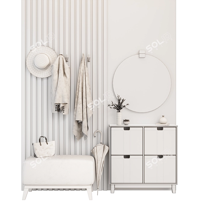 Modern Hallway Set with Decor Items 3D model image 5