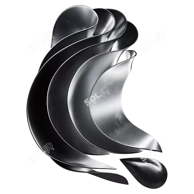 Modern Wave Sculpture Abstract Decor 3D model image 2