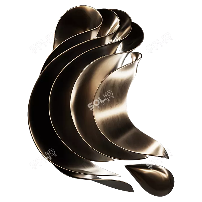 Modern Wave Sculpture Abstract Decor 3D model image 4