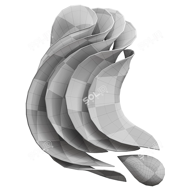 Modern Wave Sculpture Abstract Decor 3D model image 6