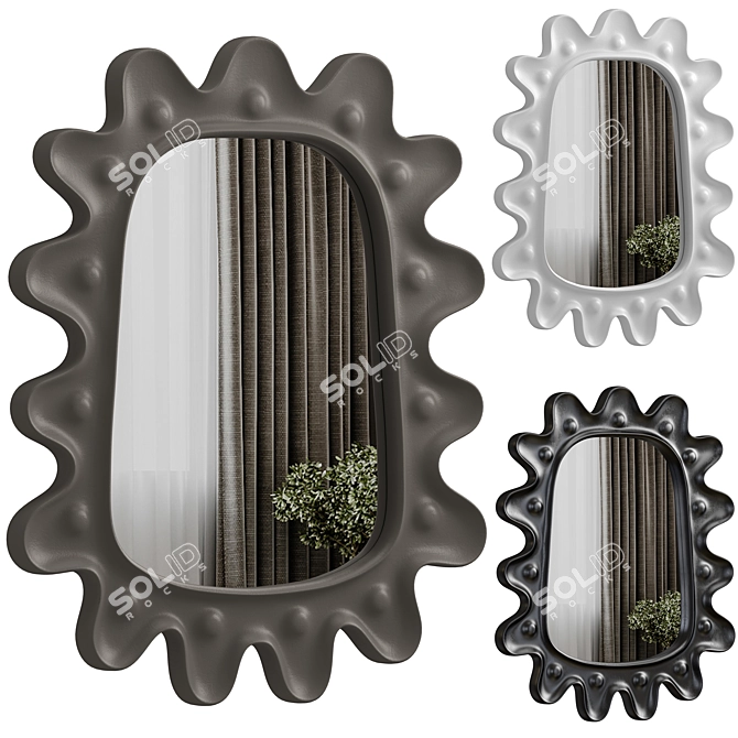 Modern Lukas Mirror: Plaster & Metal 3D model image 1