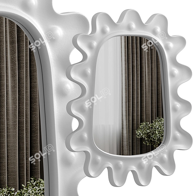 Modern Lukas Mirror: Plaster & Metal 3D model image 2