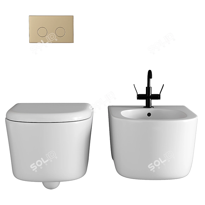 Sleek Modern Wall-Hung Toilet 3D model image 3