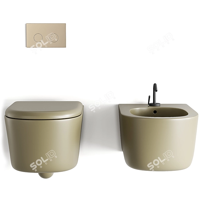 Sleek Modern Wall-Hung Toilet 3D model image 4