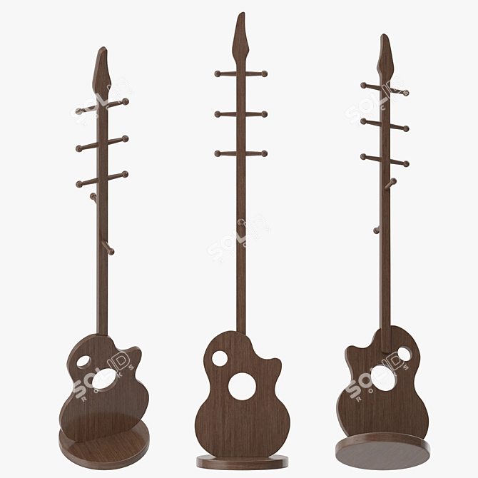 Sleek Guitar-Shaped Coat Rack 3D model image 4