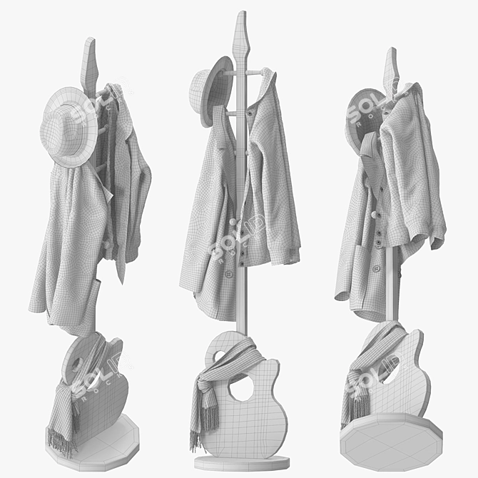 Sleek Guitar-Shaped Coat Rack 3D model image 5