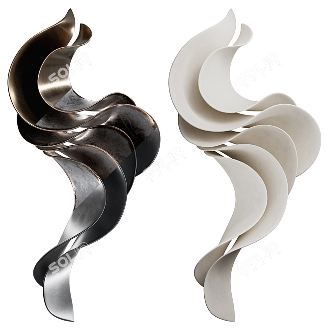 Modern Abstract Wave Wall Sculpture 3D model image 1