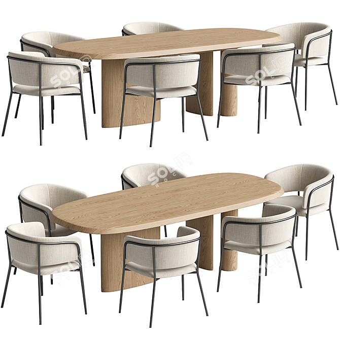 Modern Steel Chair & Table 3D model image 1