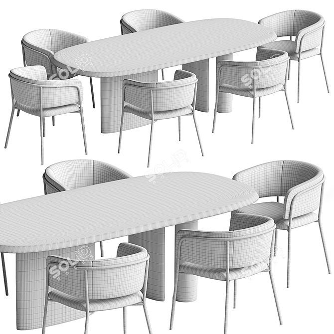 Modern Steel Chair & Table 3D model image 2