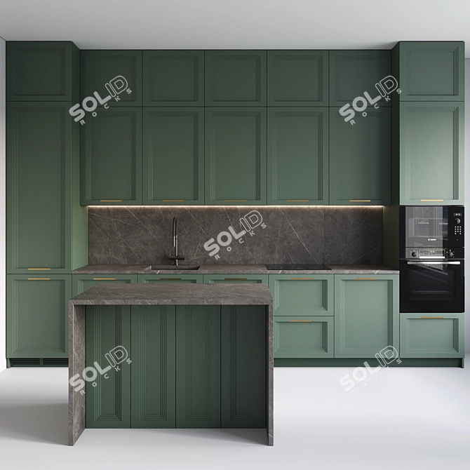 Modern Style Island Kitchen 3D model image 1