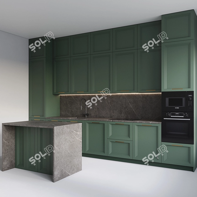 Modern Style Island Kitchen 3D model image 2