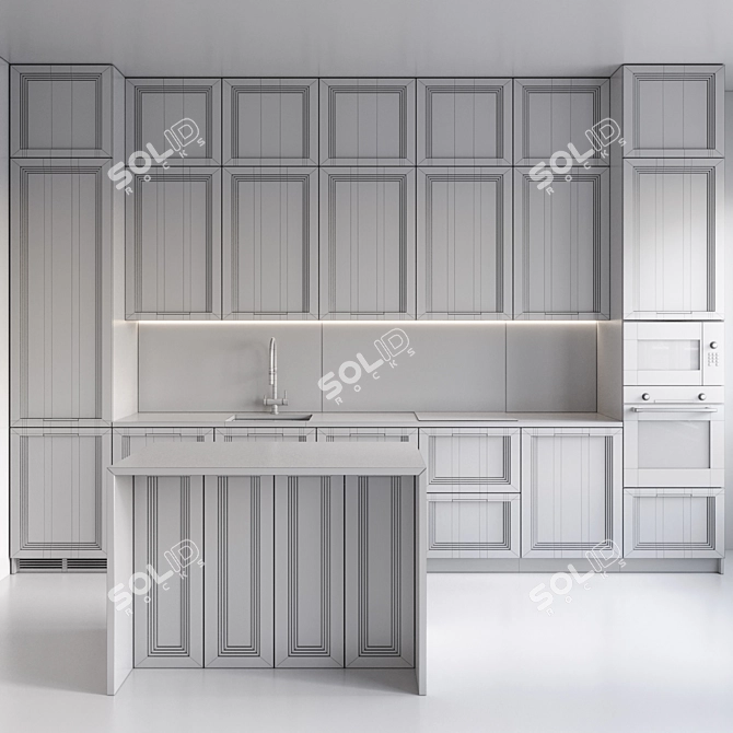 Modern Style Island Kitchen 3D model image 6