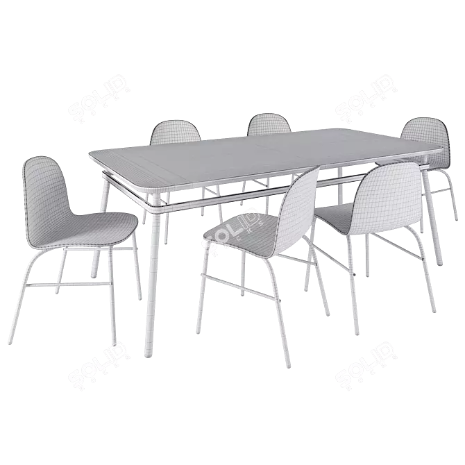 Modern Dining Set w/ Metal Chair 3D model image 4