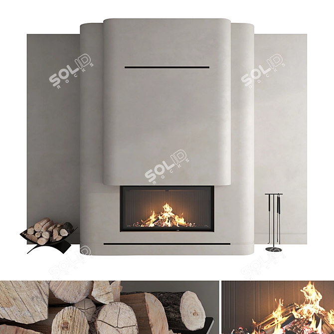 Luxury Fireplace Wall Set 56 3D model image 1