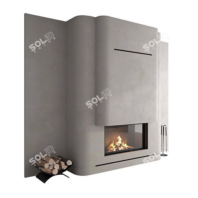 Luxury Fireplace Wall Set 56 3D model image 2