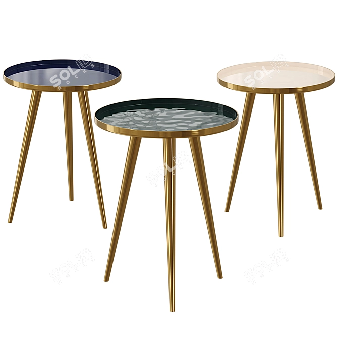 Elegant Green Enamel Crawford Side Table 3D model image 2