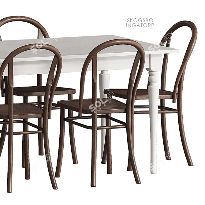 Scandinavian Dining Set IKEA 3D model image 2