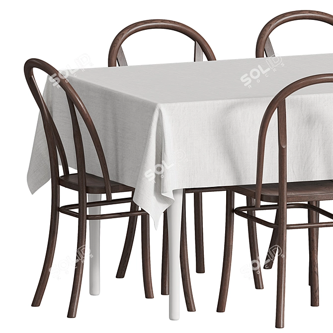 Scandinavian Dining Set IKEA 3D model image 3