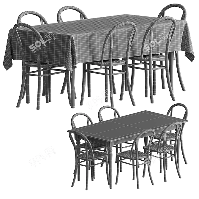 Scandinavian Dining Set IKEA 3D model image 4