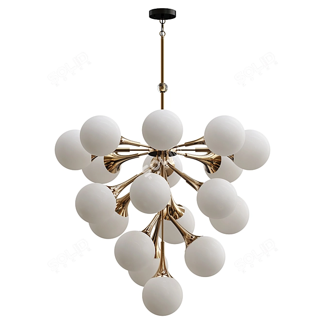 Exquisite Copper Finish Chandelier 3D model image 1