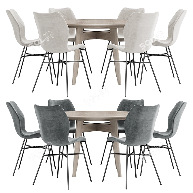 Modern Chic Dining Set 103 3D model image 3