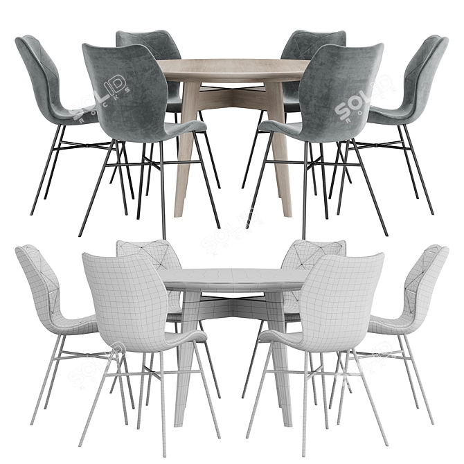 Modern Chic Dining Set 103 3D model image 4