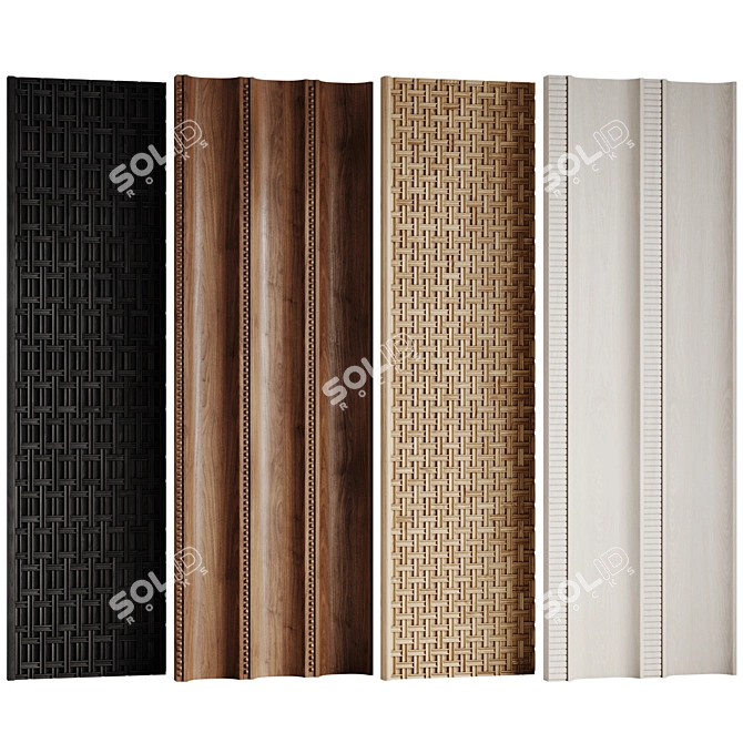 Decorative Wooden Panels Set 3D model image 1