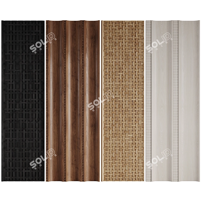 Decorative Wooden Panels Set 3D model image 2