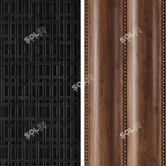 Decorative Wooden Panels Set 3D model image 3