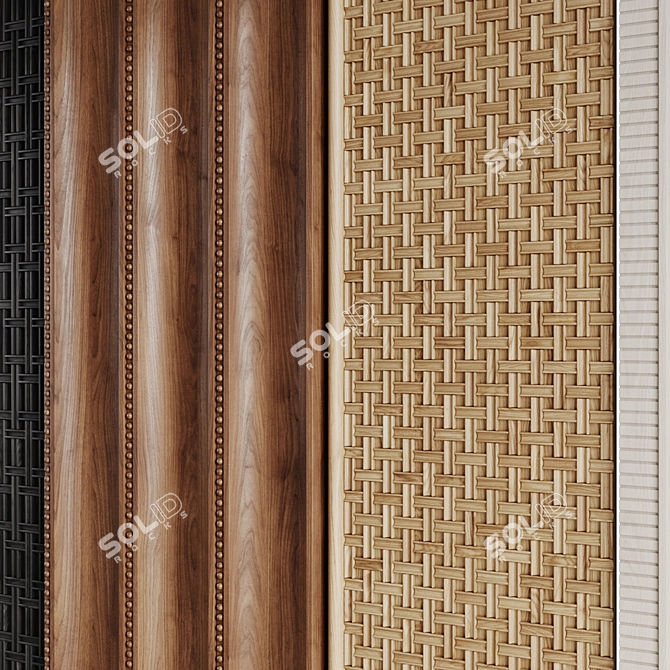 Decorative Wooden Panels Set 3D model image 5