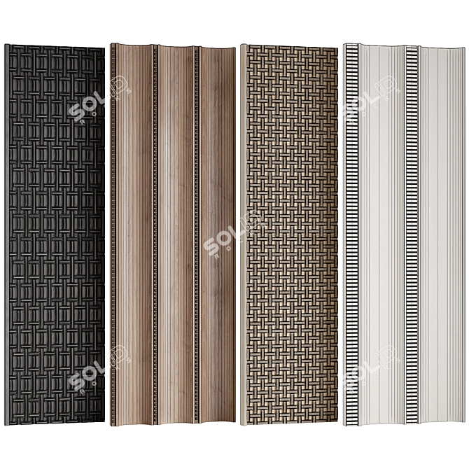 Decorative Wooden Panels Set 3D model image 6