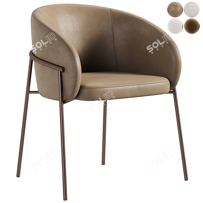 Rimo Leather Chair by Parla 3D model image 5