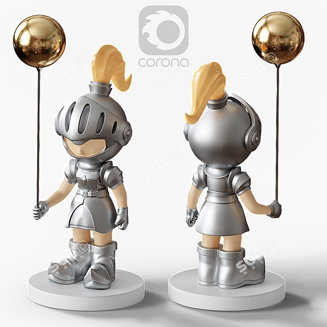 Knight Sculpture Trio Set 3D model image 2