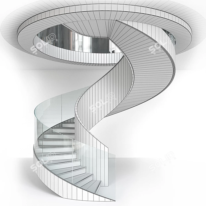 Modular Spiral Staircase Kit 3D model image 6