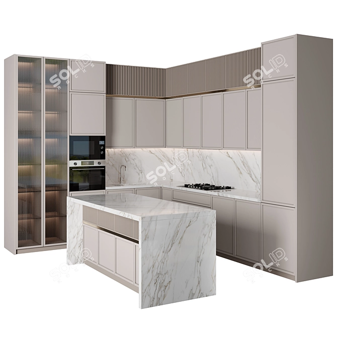 Modern Modular Kitchen Set 3D model image 1