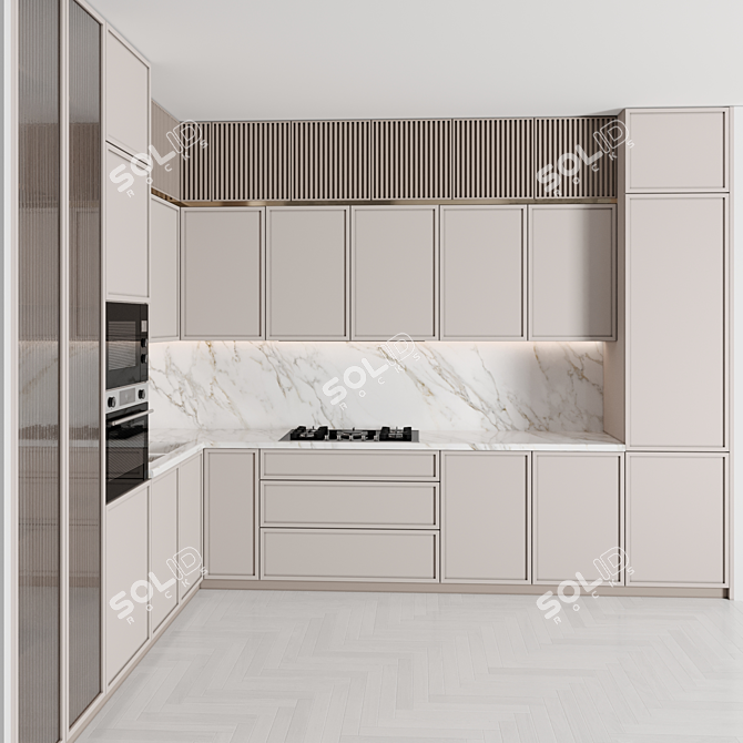 Modern Modular Kitchen Set 3D model image 3