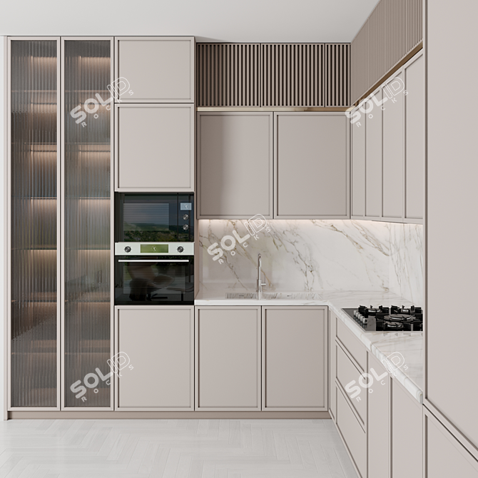 Modern Modular Kitchen Set 3D model image 4