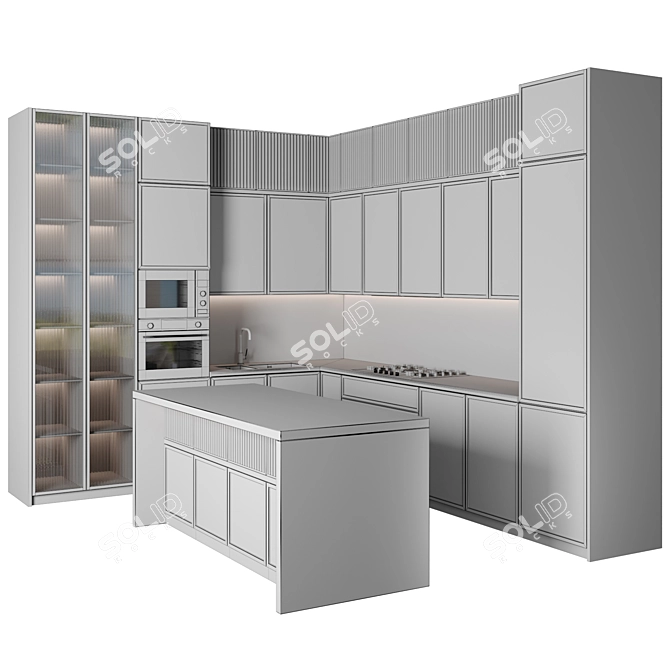 Modern Modular Kitchen Set 3D model image 6