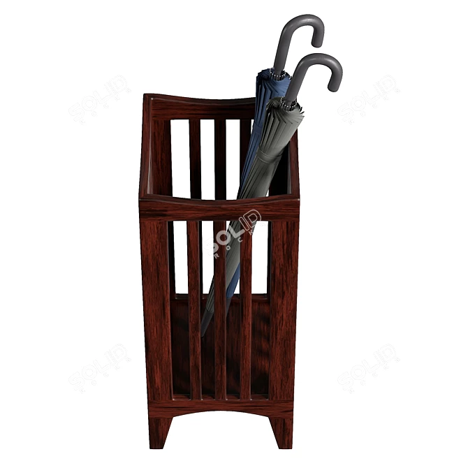 Solid Wood Umbrella Stand, UV Unwrapped 3D model image 3