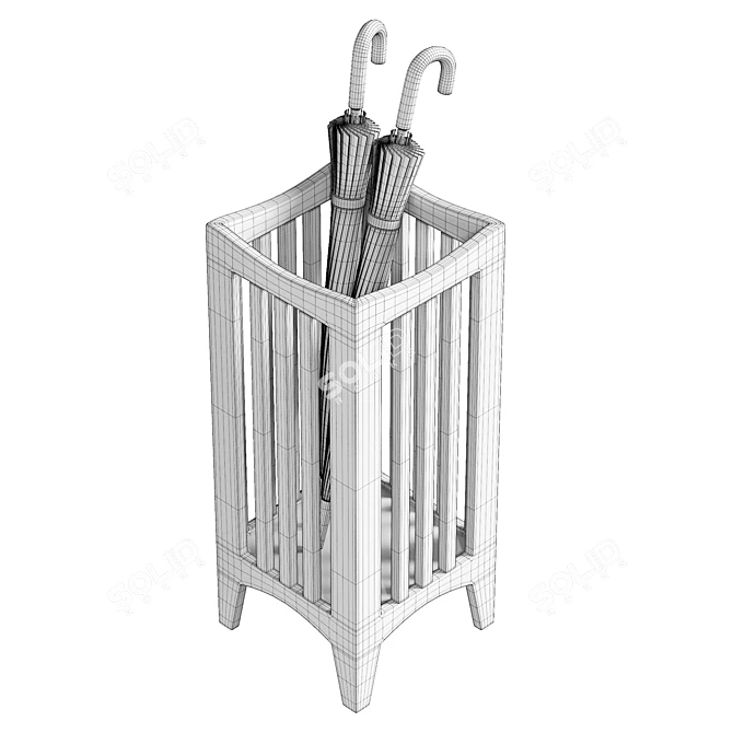 Solid Wood Umbrella Stand, UV Unwrapped 3D model image 6