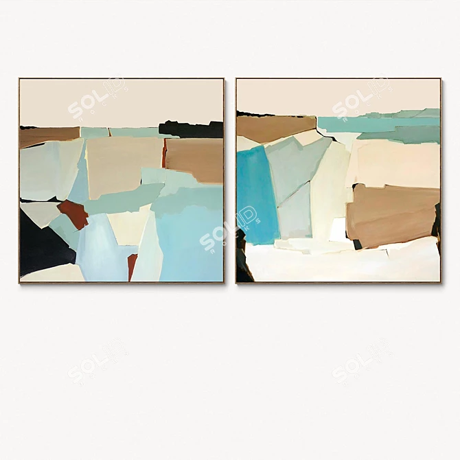 Abstract Canvas Photo Frame Set 3D model image 3