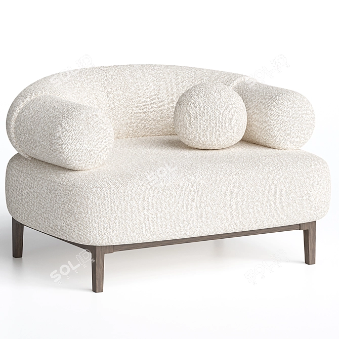 Bouclé Upholstered Armchairs Set 3D model image 2