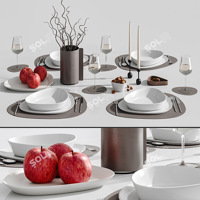 Scandinavian Style Table Setting 3D model image 7