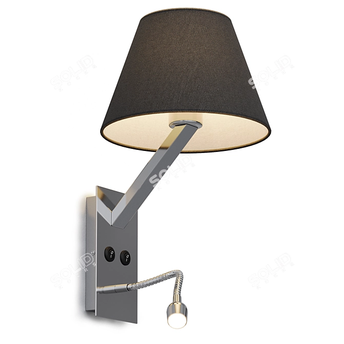 Modern Black Steel Wall Lamp 3D model image 3