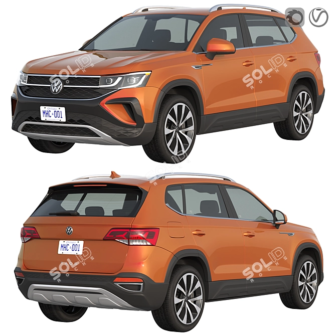 Animated Volkswagen Taos with Multi-National Plates 3D model image 1