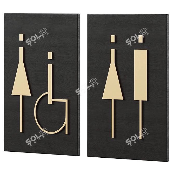 Bathroom Door Signage Set 3D model image 4