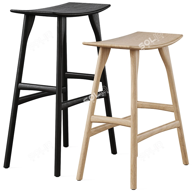 Osso Stools Set by Ethnicraft 3D model image 2